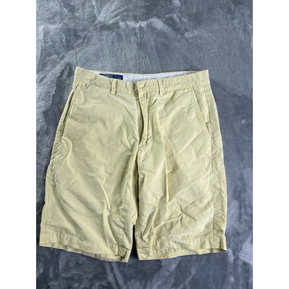 Polo Ralph lauren Men's Chino Shorts Flat Front Yellow Cotton Classic Fit 32
